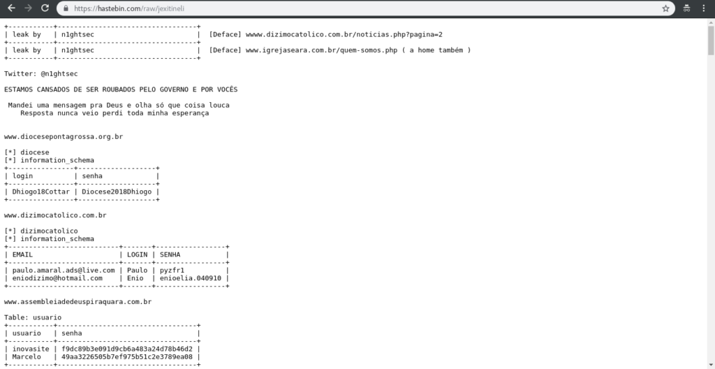 Leak - n1ghtsec - Varios Alvos