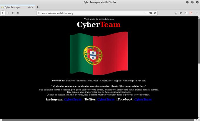 Site do PRP é desfigurado pelo grupo CyberTeam –