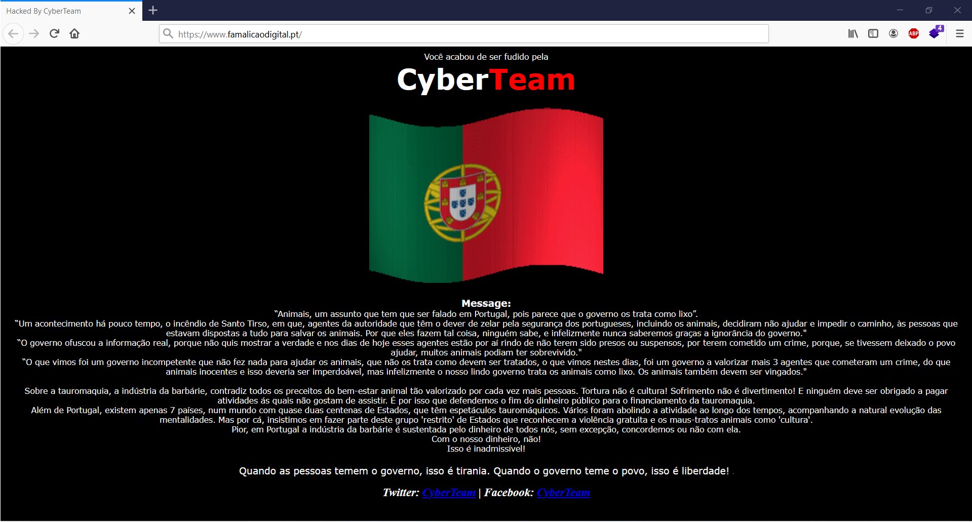 Site do PRP é desfigurado pelo grupo CyberTeam –