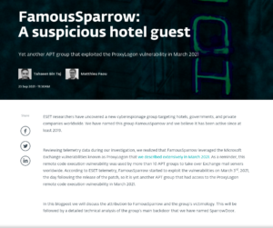 FamousSparrow - ESET